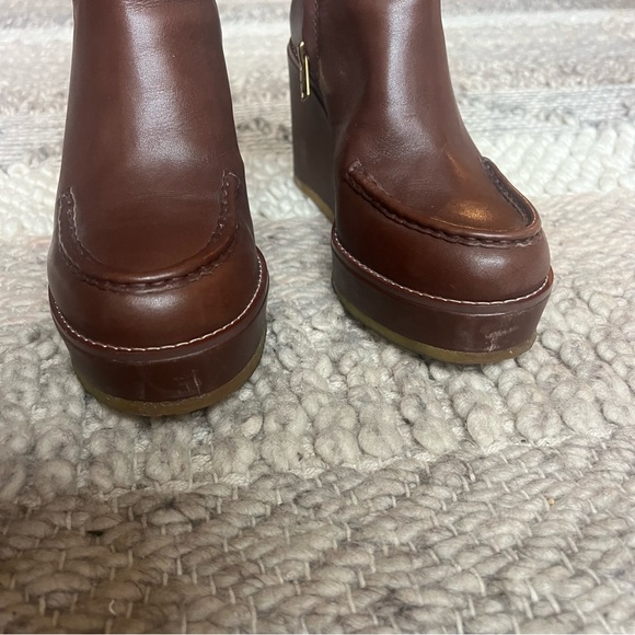 Coach Brady Booties Women Size 8 Brown Leather Wedge Ankle Boots Platform Casual - Picture 4 of 10